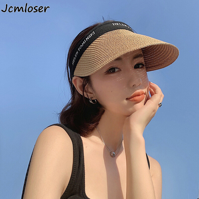 الصيف امرأة قبعات للحماية من الشمس المضادة للأشعة فوق البنفسجية بنما قبعة قش على الموضة فارغة أفضل 2022 للنساء في الهواء الطلق الرياضة عطلة قبعة الشاطئ
