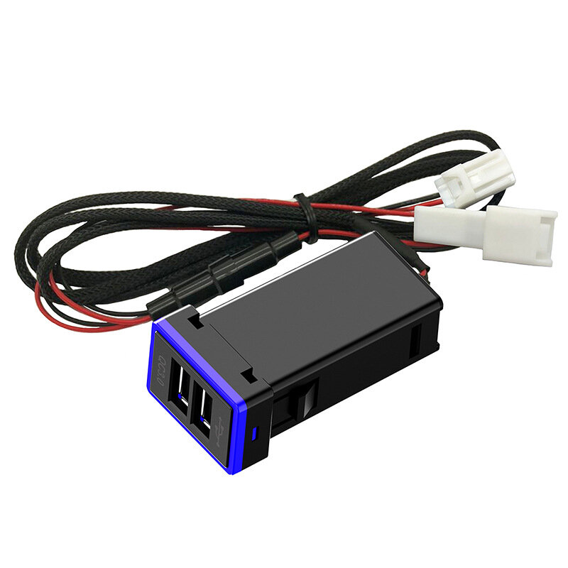 مقبس شاحن سيارة شحن سريع مع QC3.0 USB 2 منفذ متعدد الألوان Led ضوء محول شحن سهلة التوصيل والتشغيل لتويوتا