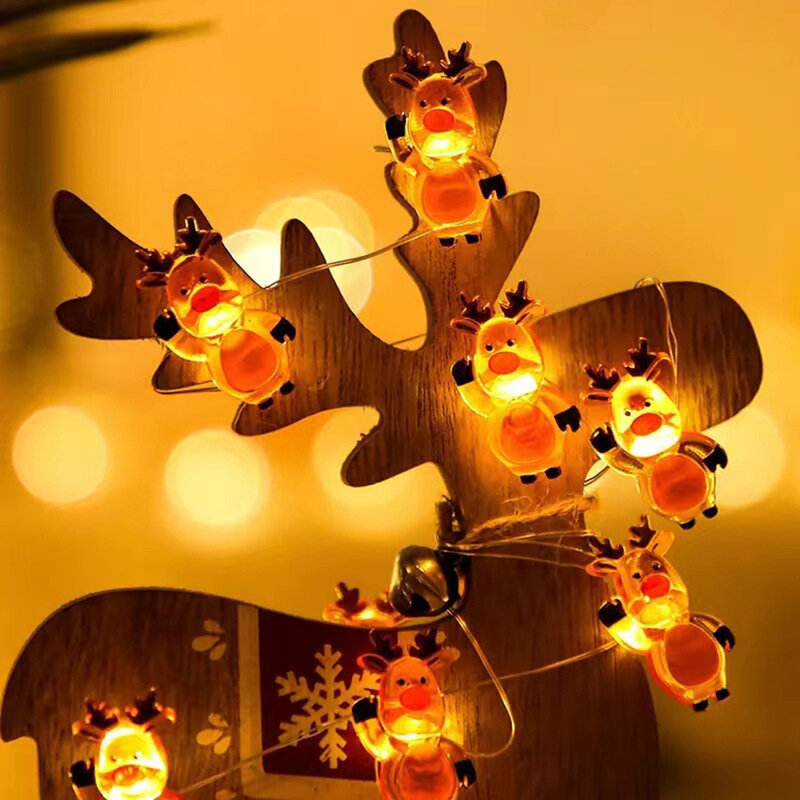 بطارية تعمل بالطاقة سانتا ثلج ضوء سلسلة ، ديكور الجنية الخفيفة لعيد الميلاد ديكور ، 0.06 واط ، 10 المصابيح ، 1 متر