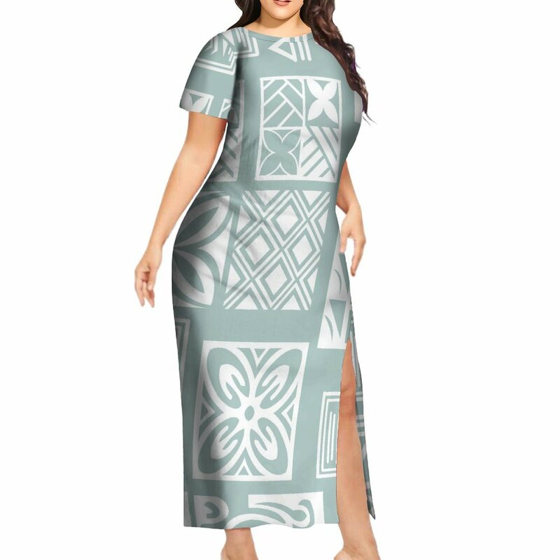 فستان نسائي قصير ، فستان طويل بفتحة ساموان ، قبيلة بولينيزية ، قميص هاواي للرجال ، بذلة متطابقة ،