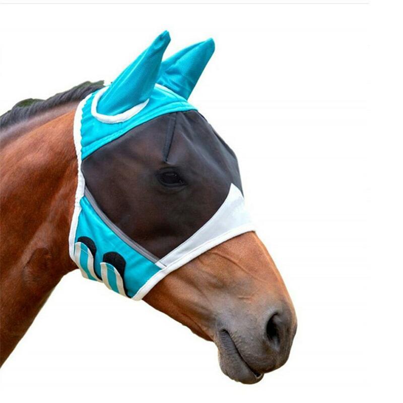 الحصان العين درع شبكة يطير الغطاء الواقي قناع مكافحة الأشعة فوق البنفسجية مكافحة البعوض قابل للتعديل تنفس الحيوانات الأليفة الحصان قناع الصيف