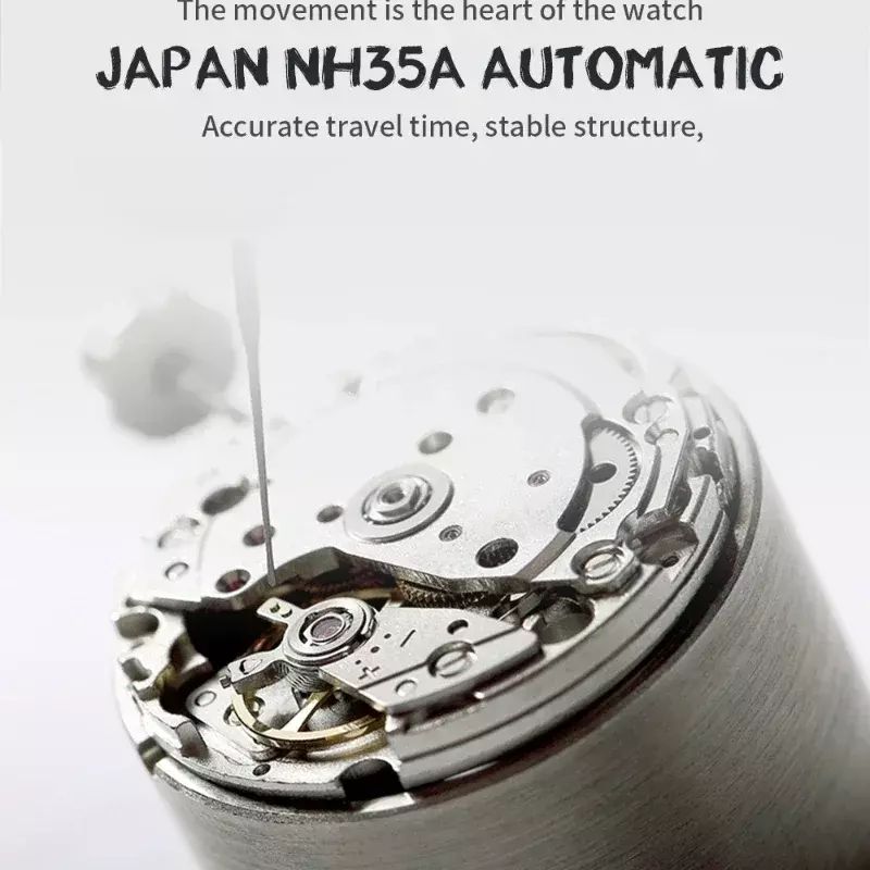 JHLu-ساعة ميكانيكية ساماستر للرجال ، ساعة يد غوص كريستال ياقوتي ، ساعة أوتوماتيكية فاخرة ، NH35 الأصلي