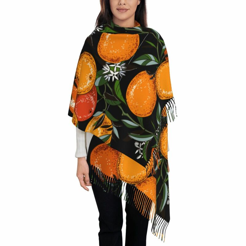 خمر شجرة البرتقال النباتية المرأة شرابة شال وشاح وشاح الموضة