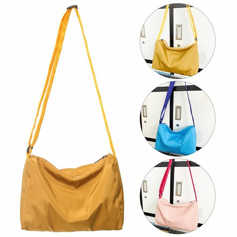 حقيبة نايلون متقاطعة مع الجسم للنساء ، لون سادة غير رسمي ، سعة كبيرة ، حقيبة كتف واحدة ، لون مرقع ، حقيبة ترفيهية