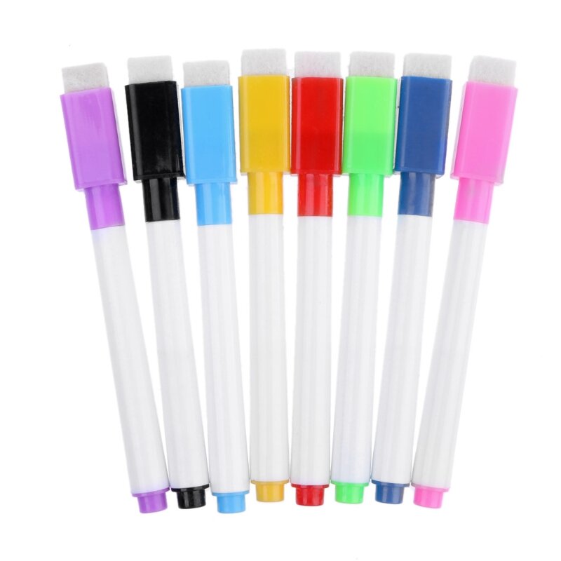 1 مجموعة قلم السبورة المغناطيسية قابل للمسح اللوازم المدرسية المكتبية 8 ألوان دروبشيب