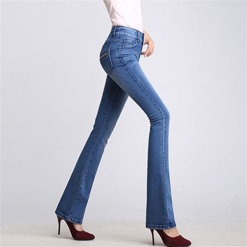 مضيئة السراويل الجينز النساء 2022 الربيع ضئيلة واسعة الساق السيدات سراويل جينز مرونة عالية الخصر بنطلون الجينز امرأة الجينز