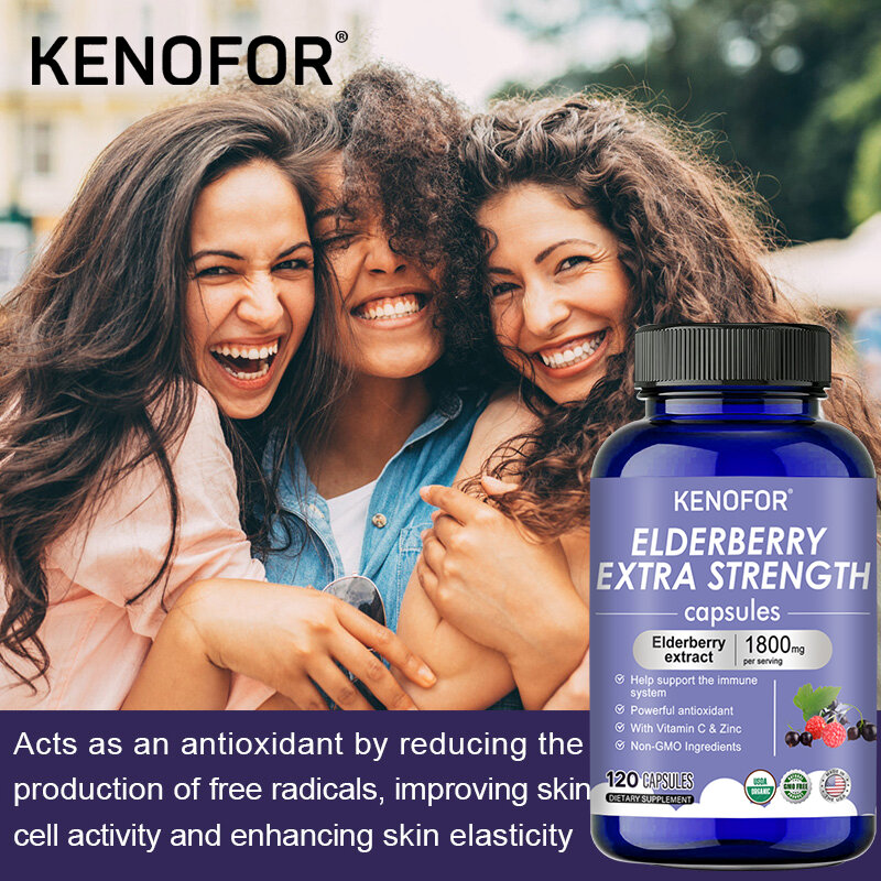 Kenofor-كبسولات التوت قوة اضافية للبالغين ، مع الزنك وفيتامين c ، المضادة للأكسدة ، تكملة لكبار السن