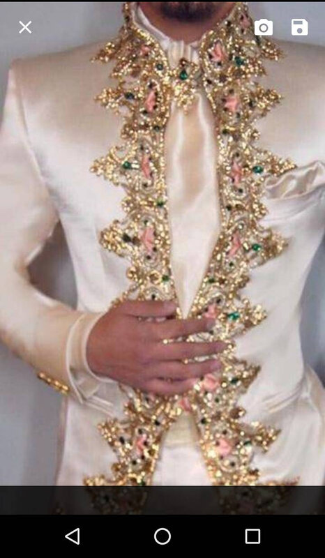 بدلة رجالية 2020 قطعتين (سترة + بنطلون + حزام) إيطالية بياقة ثابتة تناسب بدلة زفاف للرجال بدلة تطريز مخصصة