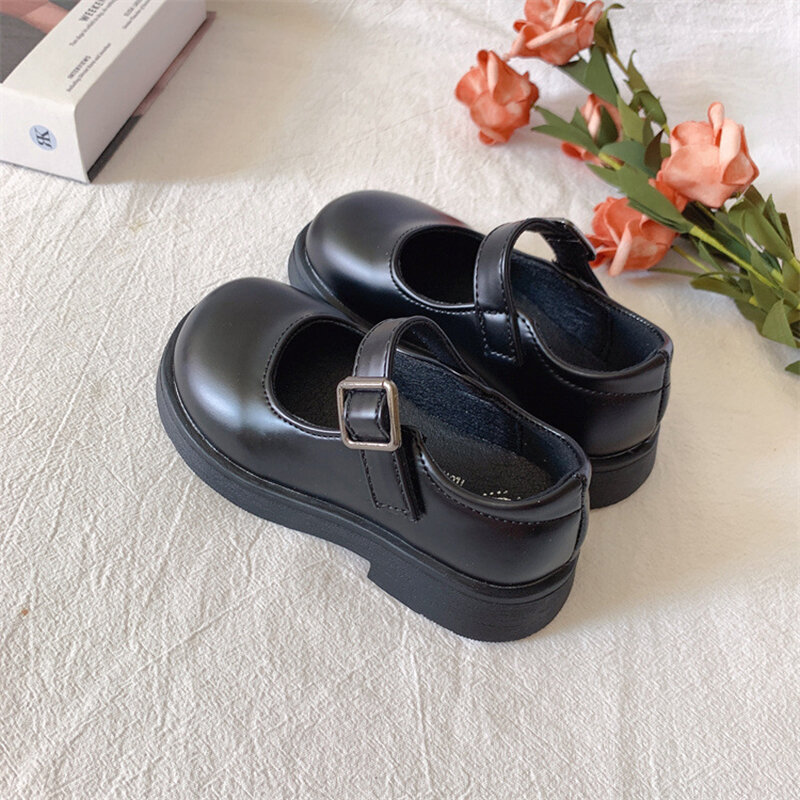 الأربعاء Addams أحذية تأثيري طفل الفتيات Lmitation الأحذية الجلدية 2023 جديد أسود تأثيري أحذية بو فستان الأميرة أحذية 2-7 سنوات