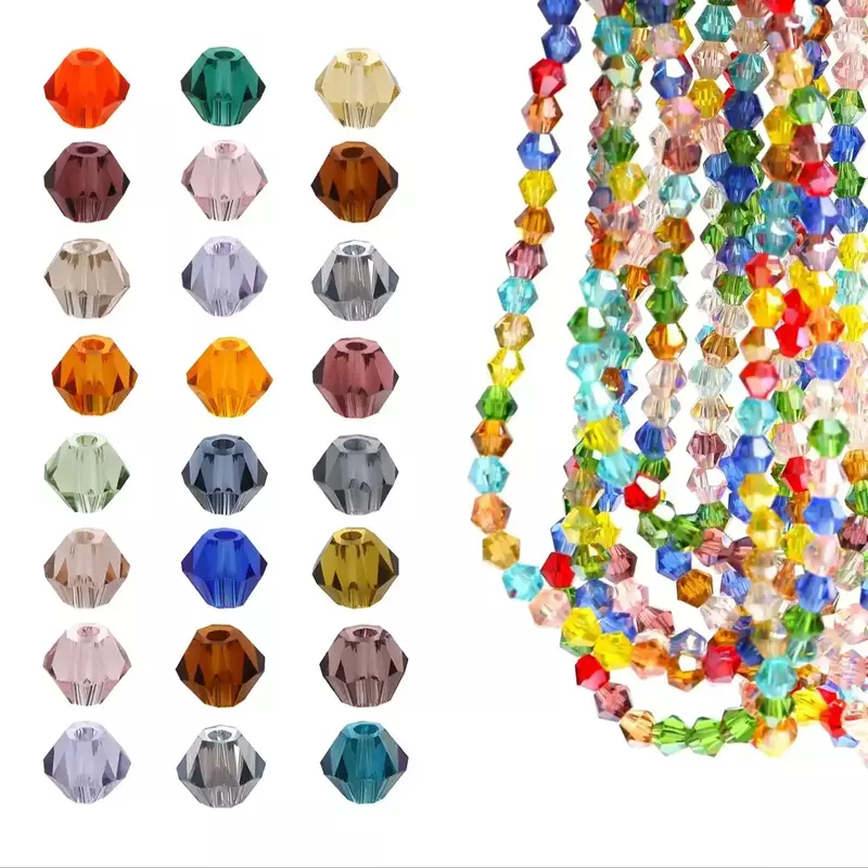 كريستال نمساوي Bicone الخرز لصنع المجوهرات ، متعدد الألوان الأوجه الزجاج فاصل ، لتقوم بها بنفسك الملحقات ، بالجملة ، 4 مللي متر ، 100 قطعة