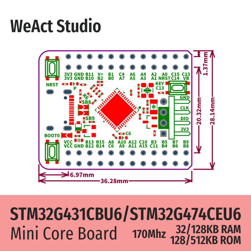 لوح تجريبي أساسي من WeAct ، STM32G4 ، STM32G474CEU6 ، STM32G431CBU6 ، STM32G431 ، STM32G474 ، STM32