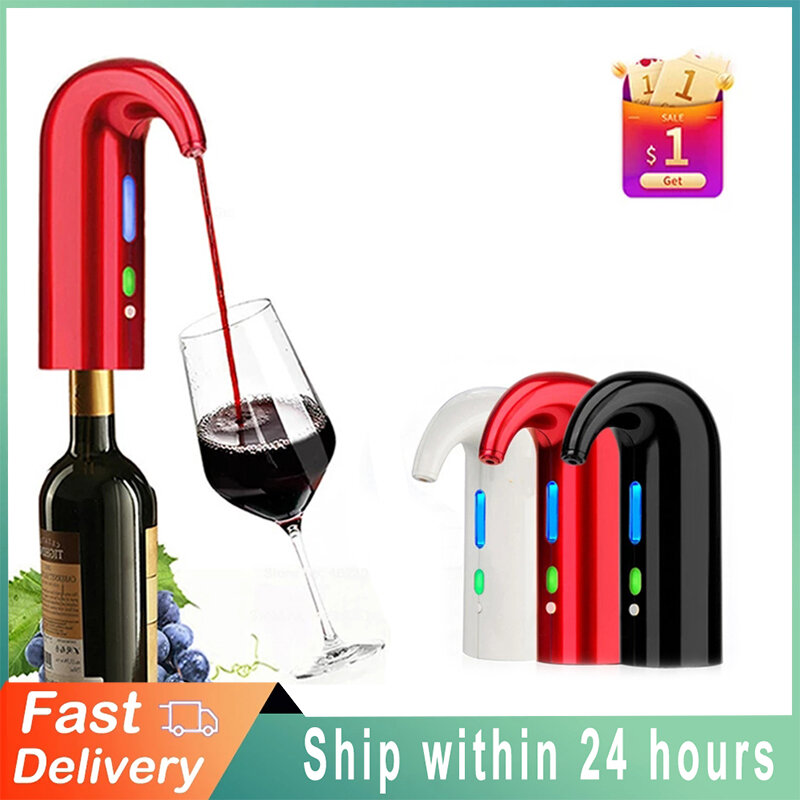 مدفق نبيذ كهربائي مهوية النبيذ المحمولة المدفق إناء نبيذ فوري موزع مضخة بلمسة واحدة التلقائي USB قابلة للشحن