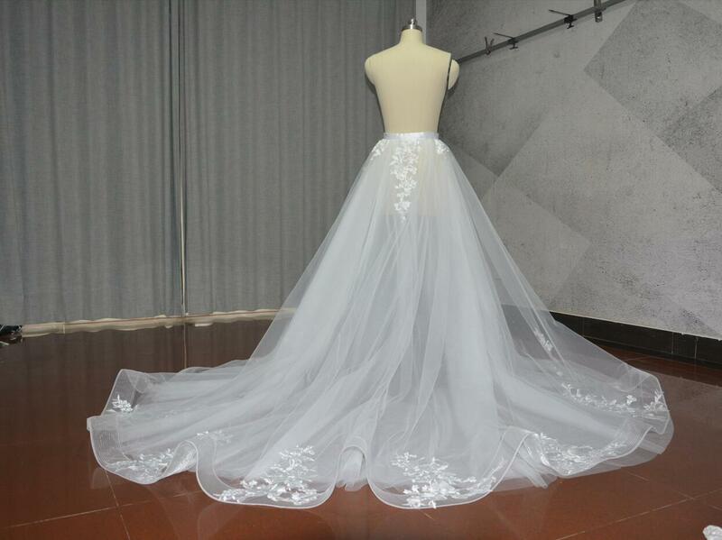 ثوب نسائي قابل للفصل لتنورة الزفاف ، تنورة تول مع زخرفة الدانتيل ، حجم مخصص