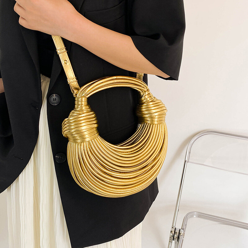 MOODS-محافظ سهرة فاخرة للنساء ، تصميم عقدة المعكرونة الذهبية ، حقيبة مخلب حفلة العشاء ، المحافظ مصمم ، حقائب اليد ، 2023