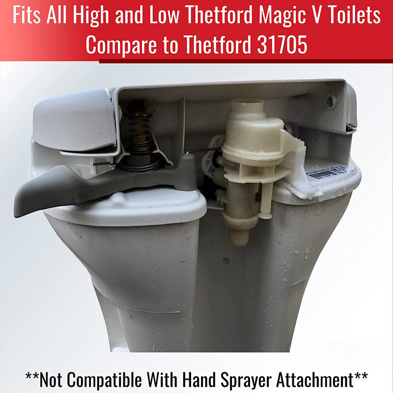 مجموعة وحدة مياه المرحاض المحسنة مقارنة بمراحيض Thetford 31705 صمام Magic V ، مقاومة للتسرب زيادة العمر الافتراضي