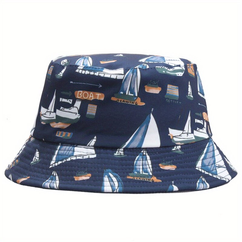 قبعات دلو للصيادين قابلة للطي للرجال والنساء ، كتابات قارب شراعي بوب ، حماية من الشمس ، قبعة رياضية ، المشي لمسافات طويلة ، قبعة الشاطئ ، تنفس ، الصيف