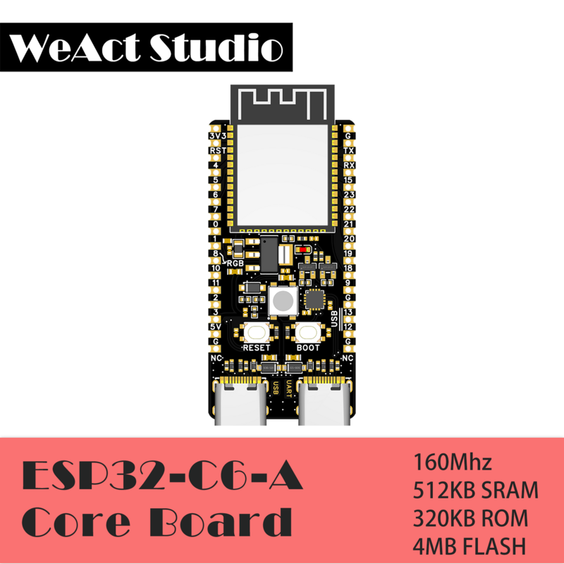 WeAct ESP32-C6 مجلس التنمية ESP32C6 الحد الأدنى نظام مجلس ESP32 الأساسية مجلس RISC-V Espressif IoT WiFi6 بلوتوث زيجبي