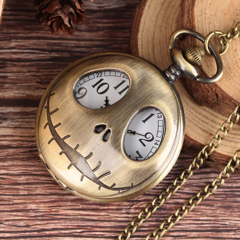 ساعة جيب كوارتز برونزية عتيقة للرجال والنساء ، تصميم عيون كبيرة ، ساعات رائعة ، هدايا ساعة ، موضة ، جديدة