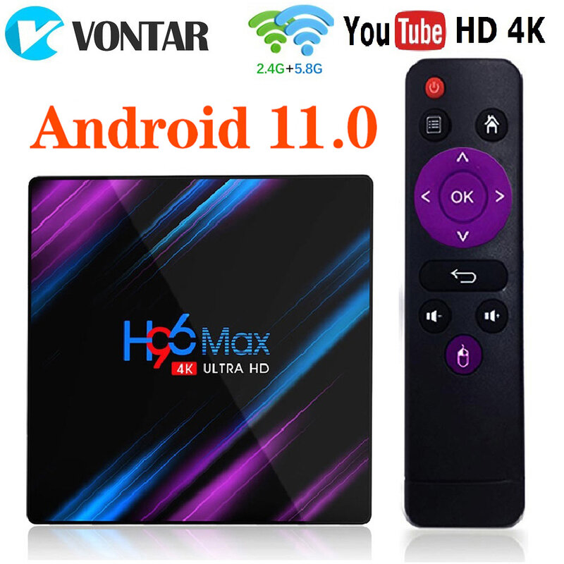 H96 ماكس RK3318 الذكية صندوق التلفزيون أندرويد 11 4G 64GB 32G 4K واي فاي BT ميديا بلاير H96MAX TVBOX Android10 مجموعة صندوق 2GB16GB