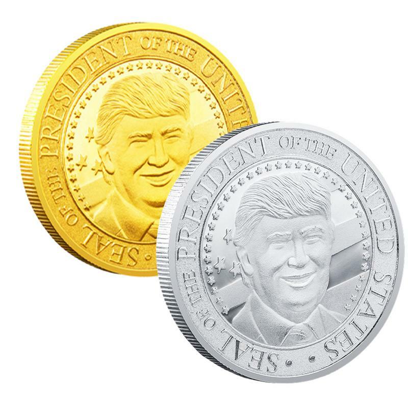 عملة دولار مطلية بالذهب قابلة للتحصيل ، رئيس ، دونالد ، أمريكا ، مرة أخرى ، المؤيدين ، عملة التحدي ، النسر ، عملة تذكارية ،