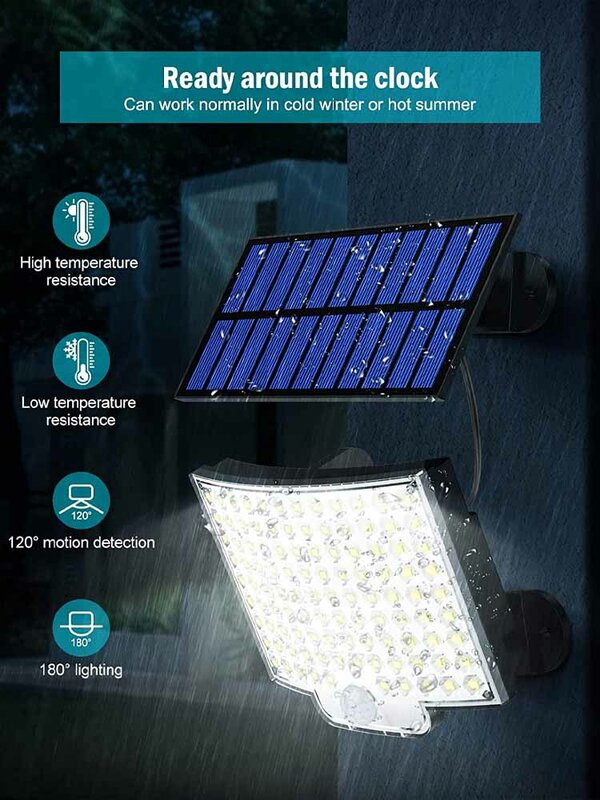 أضواء أمن الفيضانات الشمسية 3 أوضاع ، LED ، LED ، LED ، أضواء كاشفة ، مقاومة للماء IP65 ، مستشعر الحركة ، حث الإنسان ، في الهواء الطلق