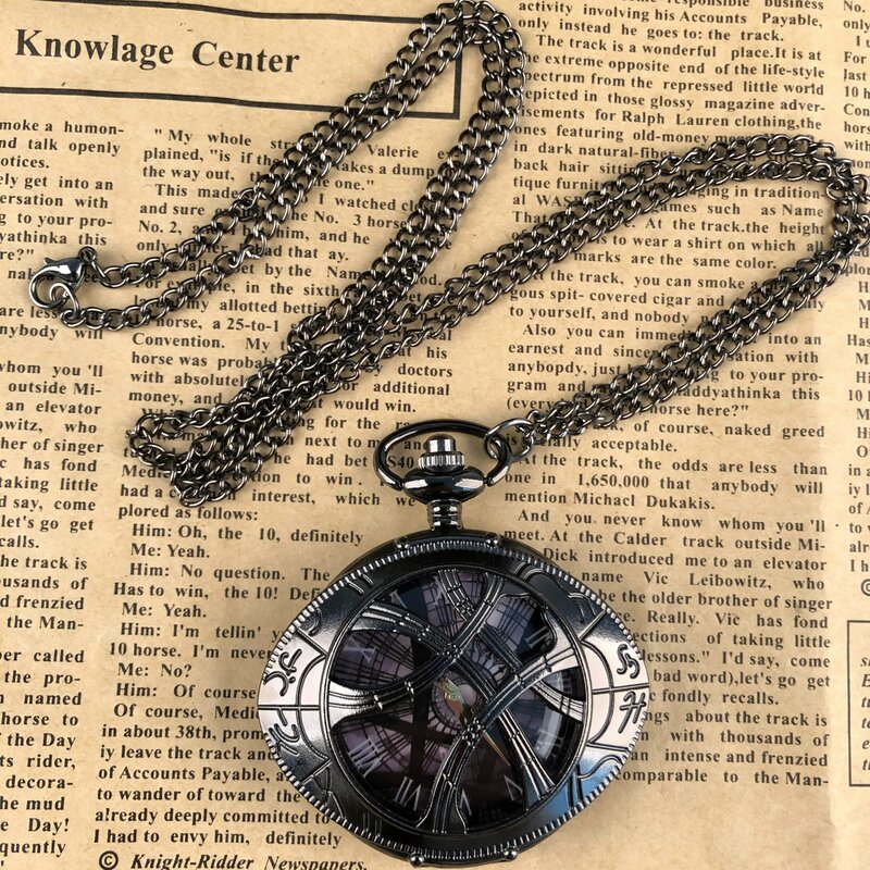 أسود الهيكل العظمي ساعة جيب كوارتز البيضاوي غطاء شبكة الطلب الأرقام الرومانية حزام سلسلة قلادة ساعة الرجال النساء طالب هدية