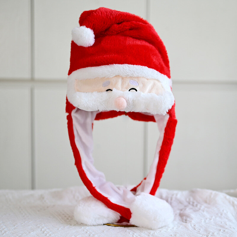 سانتا قبعة مع الأذن تتحرك غطاء الرأس ، غطاء رأس الأيائل ، والحلي الجميلة ، دافئة ولطيفة ، هدية صديقة ، هدية عيد الميلاد الجديدة ، 60 سنتيمتر