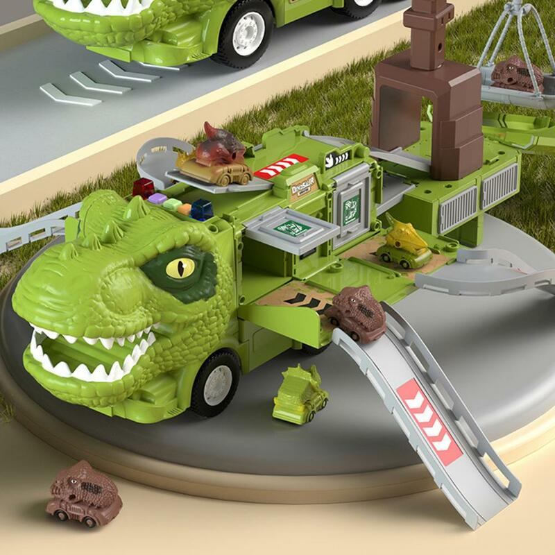 مجموعة سيارة لعبة ديناصور للأولاد ، مركبة هندسية ، شاحنة ديناصور لعبة ، رافعة منزلقة ، سيارة صغيرة ، حامل سلة البناء
