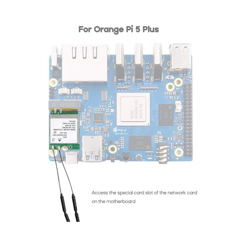 بطاقة شبكة لاسلكية لـ Orange Pi 5 Plus ، لوحة تطوير وحدة التحكم ، DualBand ، WiFi ، BT5.2 ، OPi5 Plus