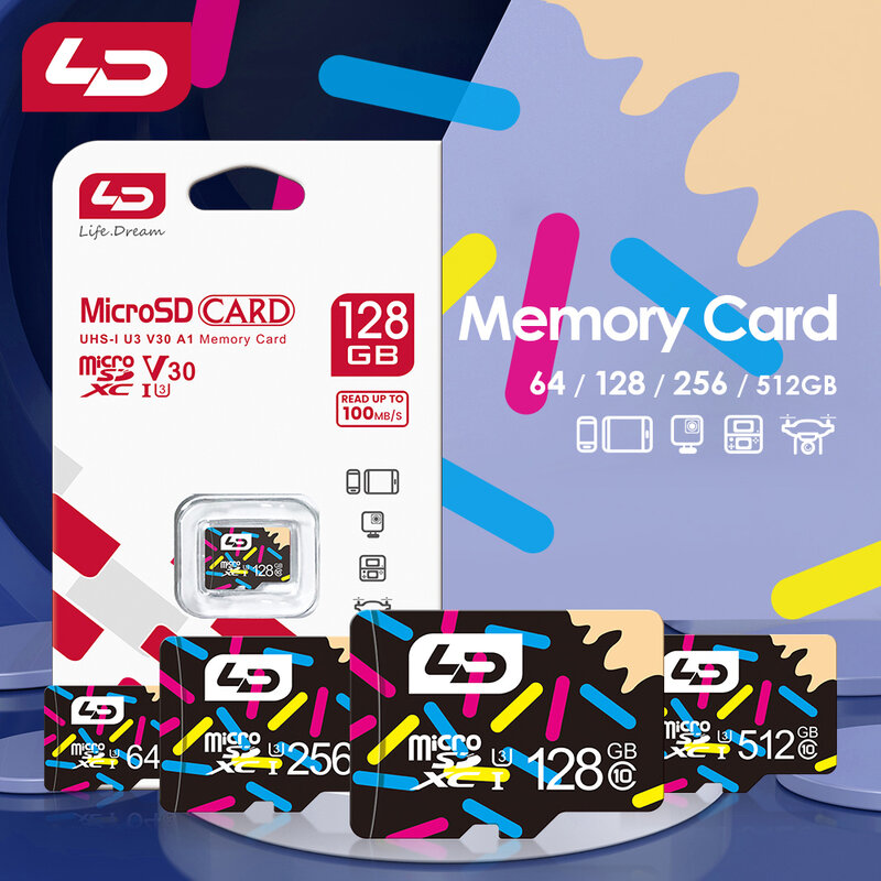 بطاقة ذاكرة ال اي دي ميكرو اس دي للهاتف ، الفئة 10 a1 ، بطاقة ذاكرة ، 128 جيجا ، 64 جيجا ، 16 جيجا ، 32 جيجا ، 64 جيجا ، 128 جيجا ، 256 جيجا ، 4 جيجا ، 8gb, 512gb