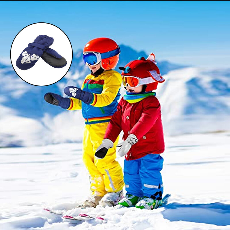 1 زوج الاطفال قفازات الشتاء مقاوم للماء الدافئة الرياضة والعتاد الأطفال الهدايا تصميم مرونة الأنشطة في الهواء الطلق الشتاء الأزرق