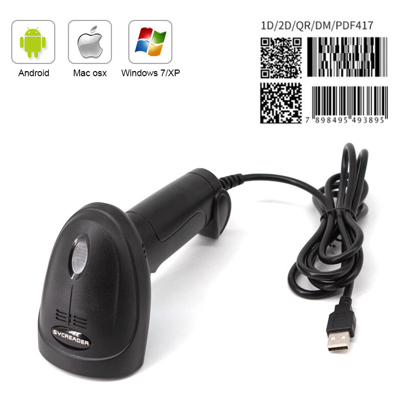 ماسح الباركود المحمول بسلك USB ، 1D ، 2D ، رموز QR ، قارئ ، جوال ، بوس ، توصيل وتشغيل ، متجر لوجستي للدعم ، سوبر ماركت ، عالمي