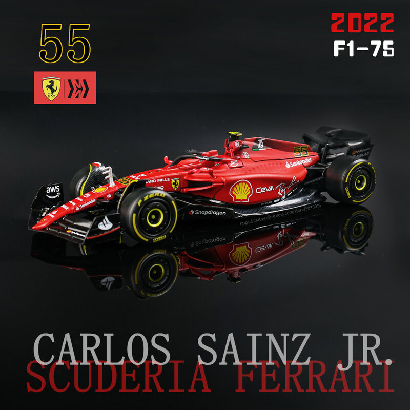 Bburago 1:43 أحدث #55 Sainz 2022 F1 سكوديريا فيراري F1-75 #16 Leclerc سبيكة لعبة سيارة نموذج سوبر صيغة يموت يلقي نموذج