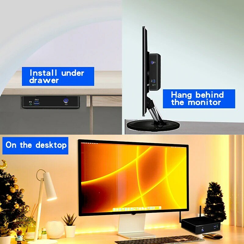 كمبيوتر مصغر إنتل كور i3 المعالج 3.3GHz تكوين آلة سطح المكتب ويندوز 11 برو أجهزة الكمبيوتر المكتبية HDMI/VGA/USB 3.0