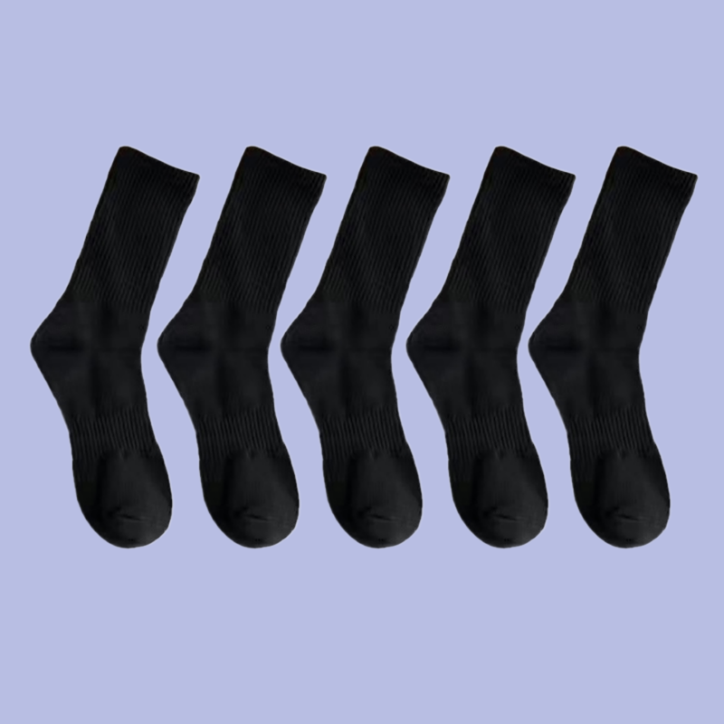 جوارب رياضية للرجال قابلة للتنفس ، أحادية اللون ، أسود ، أبيض ، دافئ ، طويل ، أنبوب ، كاجوال ، خريف ، شتاء ، 5 أزواج ، 10 أزواج