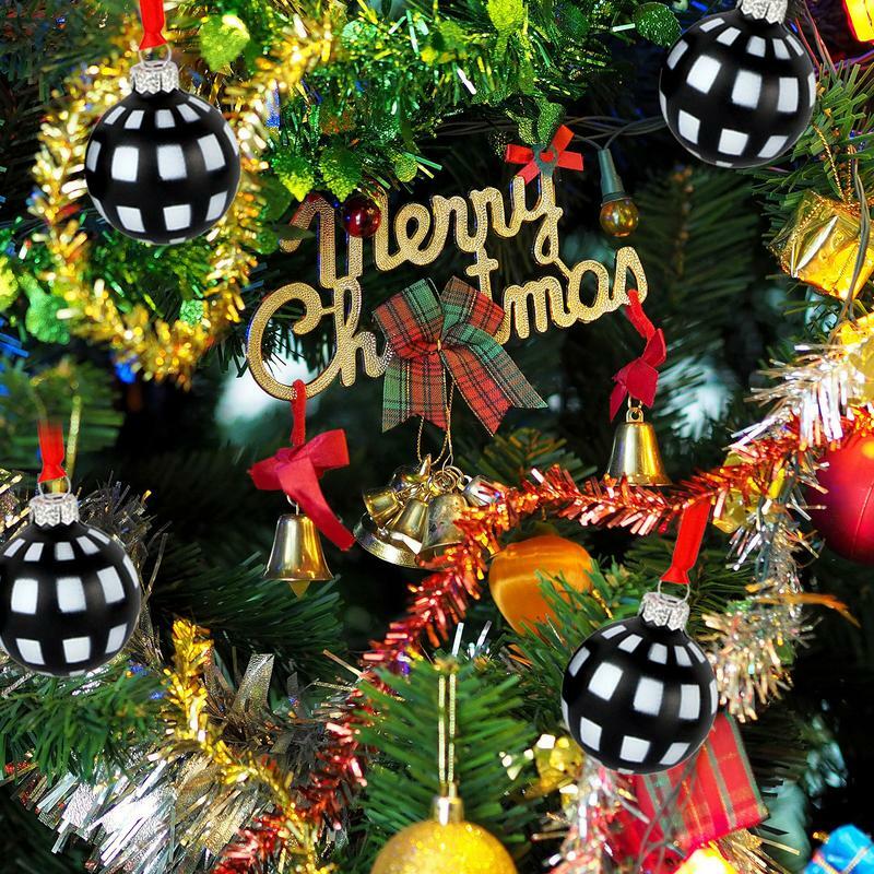 منقوشة الكرة تصميم شجرة عيد الميلاد زخرفة ، لوازم الفن والحرف الإبداعية ، أسود أبيض وأحمر