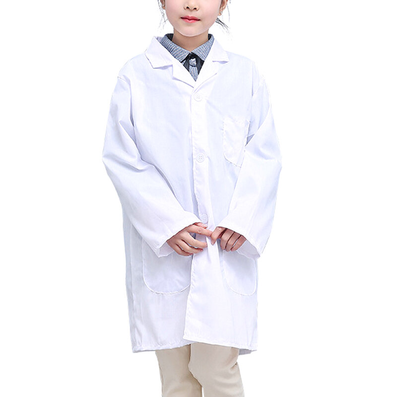 1 قطعة الأطفال ممرضة طبيب معطف أبيض للمختبر الزي الرسمي زي الأداء العلوي الطبية