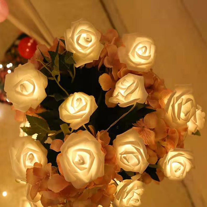 10/20/40 المصابيح روز سلسلة أضواء بطارية تعمل بالطاقة زهرة الجنية LED ضوء إكليل لعيد الميلاد الزفاف عيد الحب الزينة