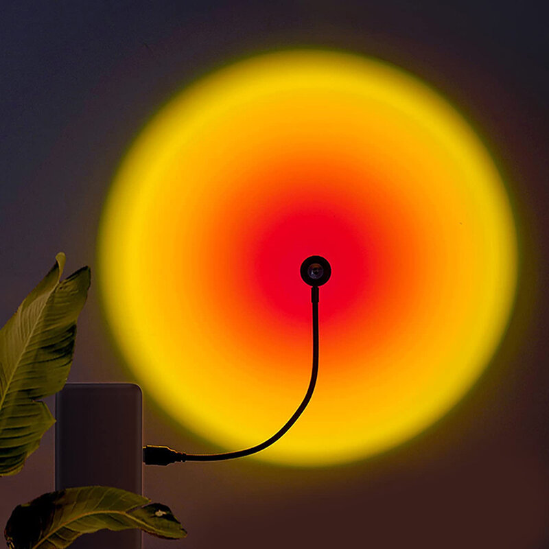 1x USB مصباح الغروب LED قوس قزح النيون ليلة كشاف ضوئي التصوير جدار جو الإضاءة لغرفة النوم غرفة المنزل ديكور هدية