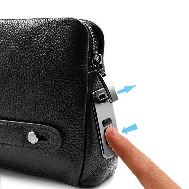 Men's Fingerprint  Lock Bags Anti-Theft Purses Security Fingprint  Hand Bag