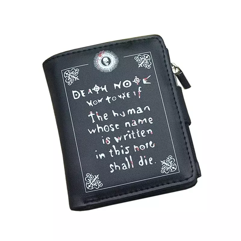 محفظة جلد أسود أنيمي للرجال والنساء ، حامل بطاقة وصورة ، محفظة عملات بتصميم قصير ، هدية تأثيري