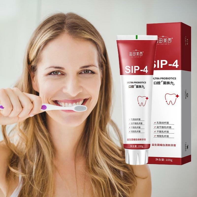 معجون أسنان تبييض بروبيوتيك ، اشراق وإزالة البقع Sp-4 ، نفسا جديدا ، معجون أسنان تبييض الأسنان ، Sip-4