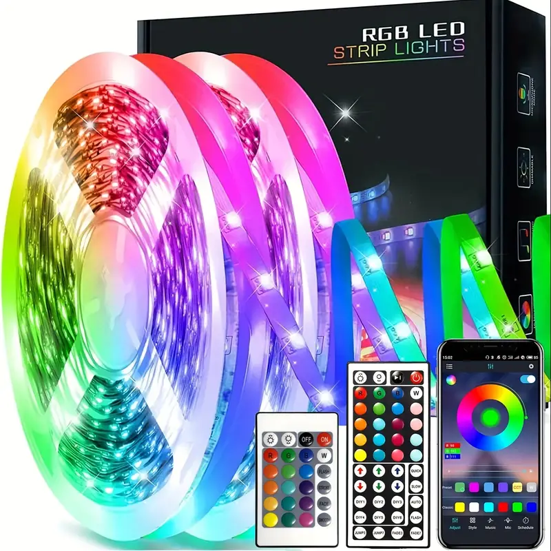 شريط إضاءة LED RGB لتزيين الغرف ، إضاءة LED ، مزامنة الموسيقى ، 16 مليون لون ، شريط Led Luces ، حفلة منزلية ، 1m-20m ، RGB