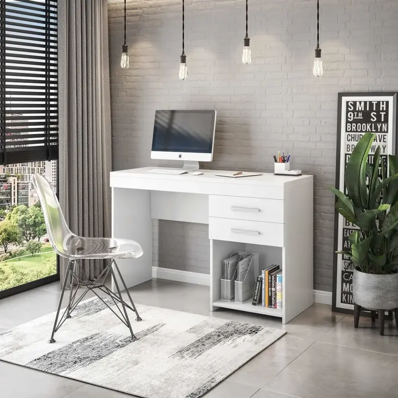 مكتب كمبيوتر مع أدراج ، مثالي للمساحات الصغيرة ، متين ، سهل التجميع ، المنزل ، المكتب ، غرفة النوم
