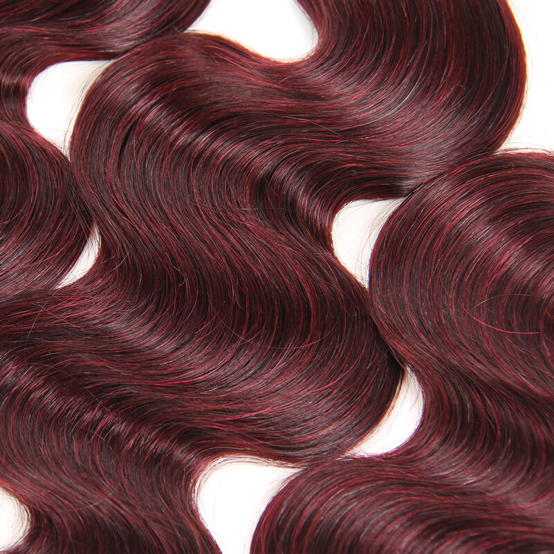 وصلات شعر ريمي برازيلي أحمر طبيعي 99j ، موجة جسم ، لون واحد ، للنساء
