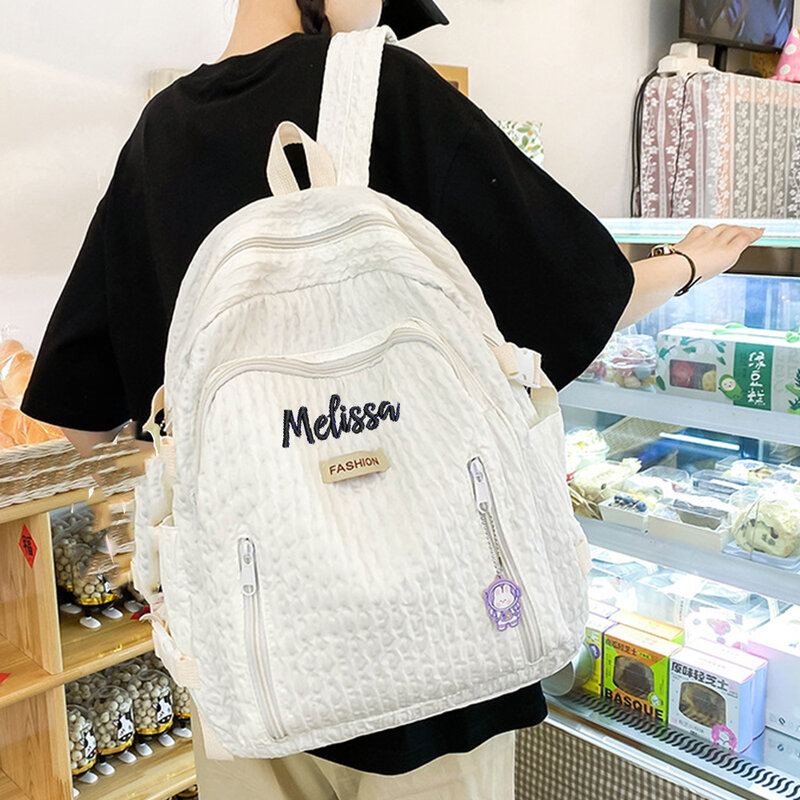 سعة كبيرة حقيبة ظهر بسيطة متعددة الاستخدامات ، اسم مخصص ، النسخة الكورية ، حقيبة لطيف لطلاب المدارس الثانوية والمتوسطة