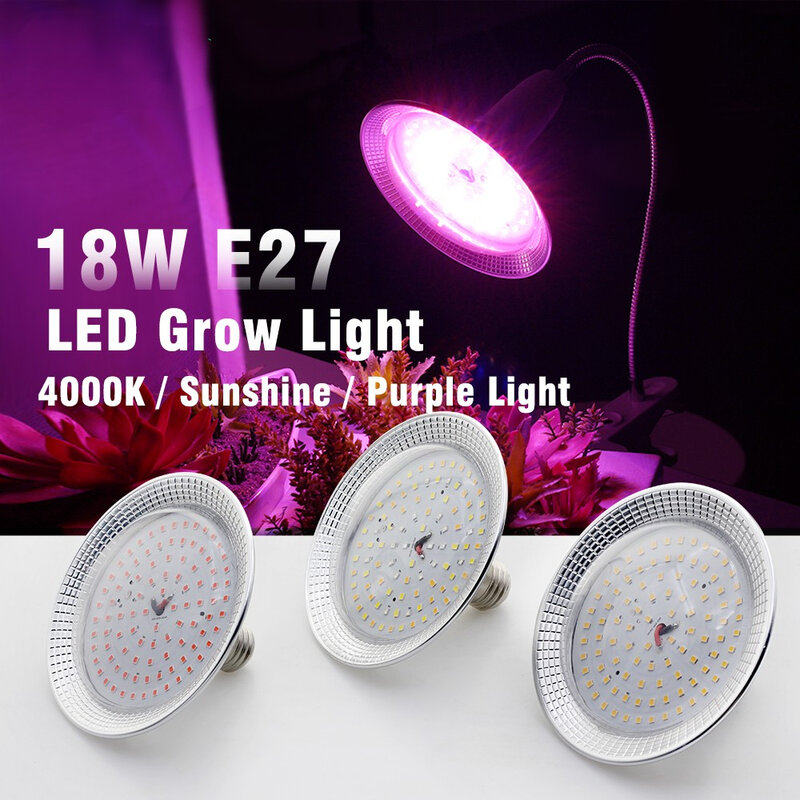 Sunlike LED تنمو ضوء لمبة ، الطيف الكامل ، Phytolamp للنباتات ، زهرة الدفيئة خيمة ، المائية ، E27 ، 18 واط