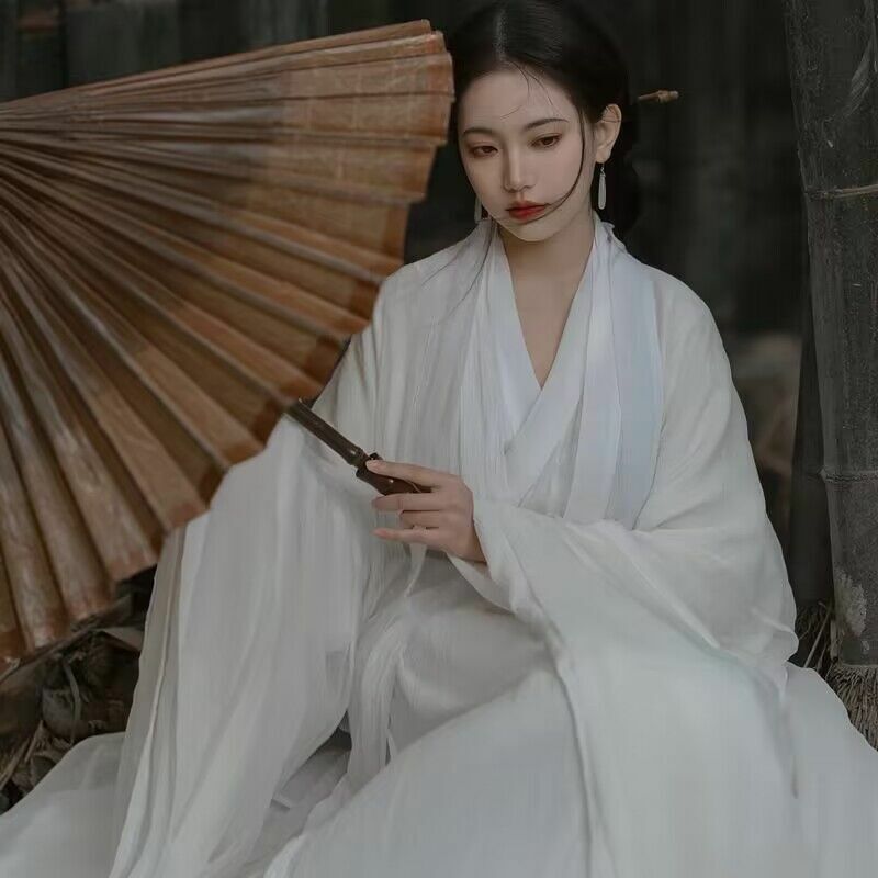 الأبيض Hanfu فستان المرأة الصينية القديمة Hanfu الإناث هالوين الجنية تأثيري حلي 2023 فستان صيفي Hanfu فستان حجم كبير
