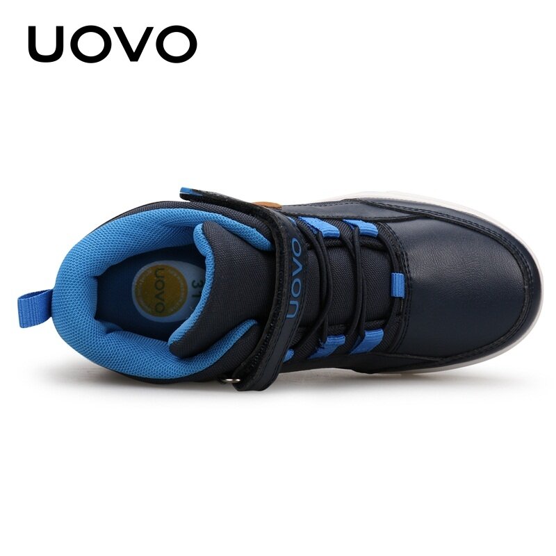 UOVO جديد وصول الكلاسيكية الشتاء الاطفال أحذية مشي الدافئة أفخم بطانة موضة الأطفال الأحذية المسطحة الفتيان أحذية رياضية حجم #28-39
