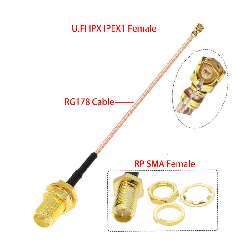 1 قطعة SMA إلى IPEX RG178 كابل SMA ذكر إلى uFL/u.FL/IPX/IPEX-1 أنثى محول RF محوري ضفيرة واي فاي هوائي تمديد كابل